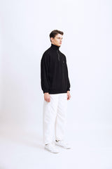 ハーフジップアップニットスウェットシャツ/HALF ZIP UP KNIT SWEATSHIRTS BLACK