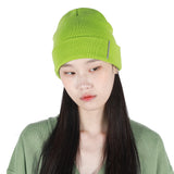 METAL LABEL KNIT BEANIE LIGHT GREEN