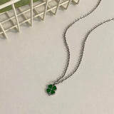 グリーンジェイドクローバーネックレス/green jade clover nk