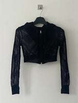 Lib hood crop zip up Knit 