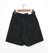 ブラックコーデュロイファイブピースショーツ / Black corduroy five-piece shorts