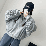 Lee Know Fleece Lining Shirring Wrinkle Boxy Two Way Zip-Up Jumper