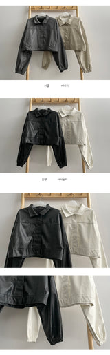 レザークロップドジャケット/Dijou leather cropped jacket