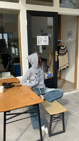 First Angora Letterang Hooded Knit