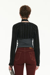 キルシーニットクロップ丈トップセット／KIRSH KNIT CROP TOP SET [BLACK]