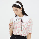 レースビッグカラーフラワーブラウス / LACE BIG COLLAR FLOWER BLOUSE _ WHITE