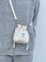 Ribbed fabric String cross bag mini