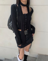 Muffler button knit set