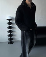 EN knob warmer half zip-up knitwear (4 colors)
