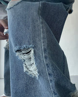 ダメージワイドパンツ / SK Damage Wide Pants (2 colors)