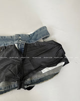 Cutting Lowrise Denim Miniskirt