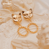 メルビーザキャットシリーズ - アンティークキャットノブピアス / Melbie The Cat Series - Antique Cat Knobs Piercing (Gold ver.)