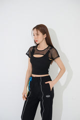 スリーブレスレイヤードクロップTシャツ/TOP(9233)Sleeveless Layered Crop Tee