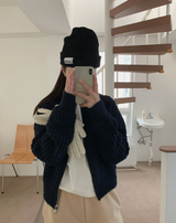 [YELLOMOI]  waffle to way zipup - knit
