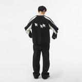FMACM 23AW Black And White Clash Biker Knit Zip Cardigan Jacket
