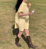 [Bellide made/Short, Long] キャンディ半袖シャツドレス