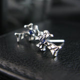 シャイニークロスS2ジェムストーンシルバースタッズイヤリング / Shiny Cross-S2 Gemstone silver stud earring (4595501006966)