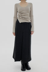 V-ネックシャーリングT-シャツ / V-neck shirring T-shirt (4color)