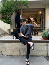 Vカラーアイスショートスリーブニット