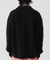 RELAXED KNIT  COLLAR CARDIGON (BLACK)