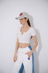 ミニVゴルジクロップTシャツ/TOP(9348) Mini V Golgi Crop Tee