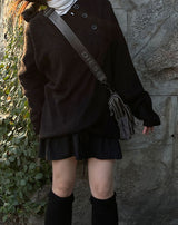 Diagonal Button Loose Fit Bookle Knitwear