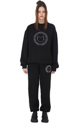 サークルグリッターロゴジョガーパンツ/[IPT007-1] CIRCLE GLITTER LOGO JOGGER PANTS BLACK