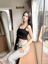 1008. One sleeve off crop T (2color)