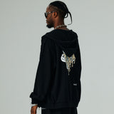 ハートプリンティングフードジップアップ/HEART PRINTING HOOD ZIP-UP-BLACK