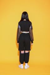 ミッションシースルークロップTシャツ/TOP(8193) motion see-through crop Tee