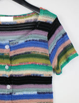 カラーショートスリーブカーディガン/Color short sleeve cardigan (2color)