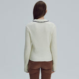 Embroidery collar knit top - Ivory (6674922307702)