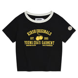 YOUTHHOSTEL GRAPHIC SEMI CROP T-SHIRT [BLACK]