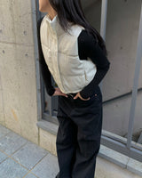 Leather crop string padding vest