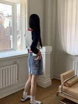 ツカダメージブラシウォッシングミニデニムスカート/Tsuka Damage Brush Washing Mini Denim Skirt