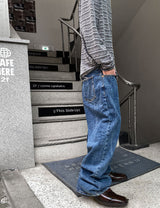 クラックウォッシングデニムパンツ/No.9625 crack wasing wide denim PT
