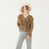 RUFFLED BLOUSE (BROWN) (6579702857846)