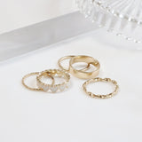 スワンハートレイヤードリングセット / Swan Heart Layered Ring Set / 5 set (2 color)