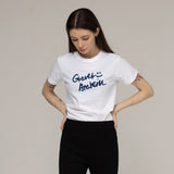 ドローイングロゴスマイルスリムショートスリーブTシャツ/Drawing logo smile Slim short-sleeved T-shirt