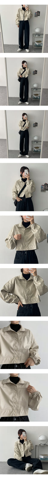 レザークロップドジャケット/Dijou leather cropped jacket