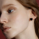 プチハートピアス/Petite Heart Earrings_Black