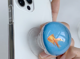 ブルーゴールドフィッシュビードスマホグリップ / Blue goldfish Bead Talk