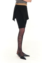BIKER LAP SKIRT SHORTS (BLACK)