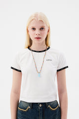 チェリーレーステープスリムTシャツ / CHERRY LACE TAPE SLIM T-SHIRT [WHITE]