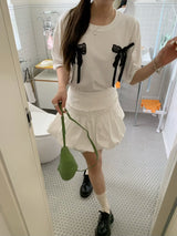 Balletcore Ribbon Loose Fit Short Sleeve Tee
