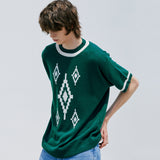 ナバジョパターンリンガーハーフニット / NAVAJO PATTERN RINGER HALF KNIT GREEN