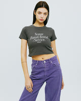 レンタルフォレストタイポクロップTシャツ/RENTAL FOREST TYPO CROP TSHIRT-CHARCOAL