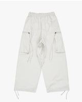 Zipper big cargo balloon wide banding pants