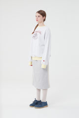 チェリーケーキグラフィックポイントスウェットシャツ／CHERRY CAKE GRAPHIC RIB POINT SWEATSHIRT [MELANGE GRAY]