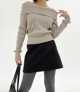 フラッシュオフザショルダーニット / Flash Off-the-shoulder knit (3color)